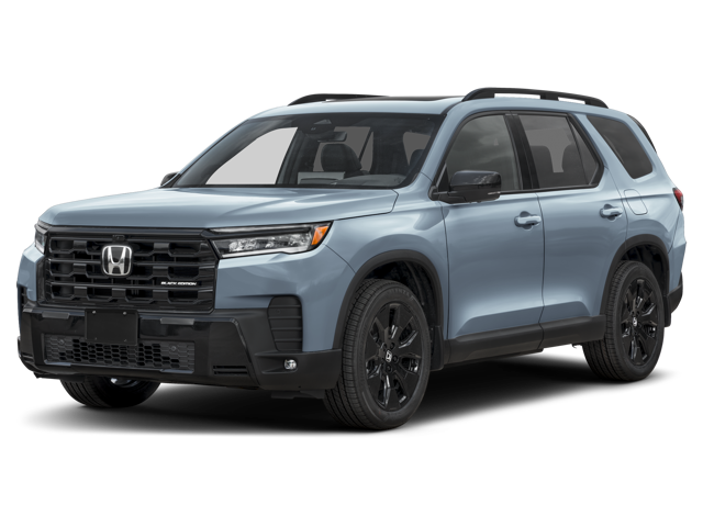 Black Honda SUV angled front view on white background.