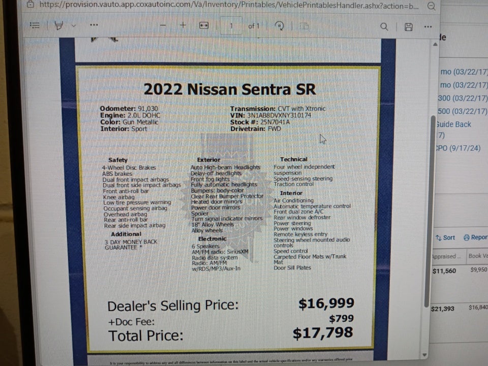 2022 Nissan Sentra SR