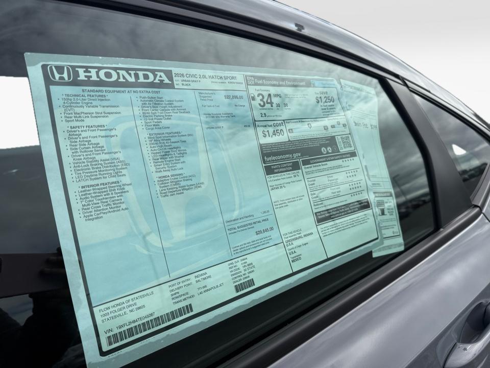 2026 Honda Civic Hatchback Sport