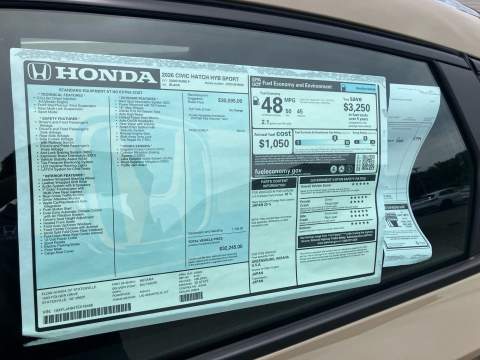 2026 Honda Civic Hybrid Sport