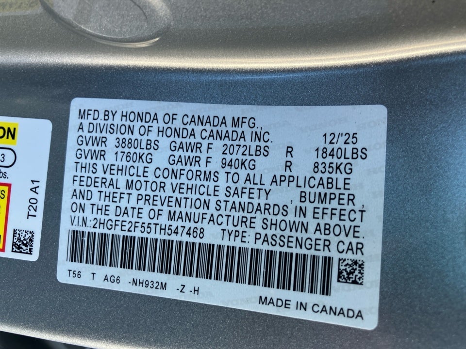 2026 Honda Civic Sedan Sport