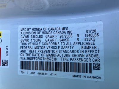 2026 Honda Civic Sedan Sport