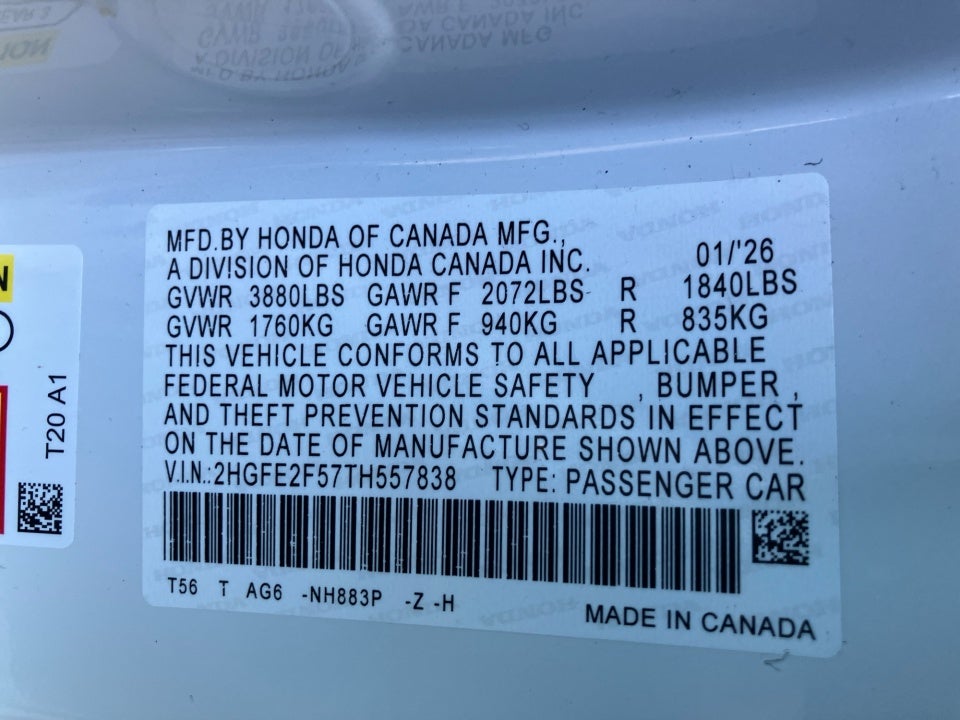 2026 Honda Civic Sedan Sport