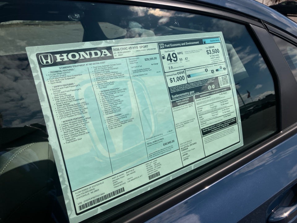 2026 Honda Civic Hybrid Sport