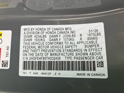 2026 Honda Civic Hybrid Sport