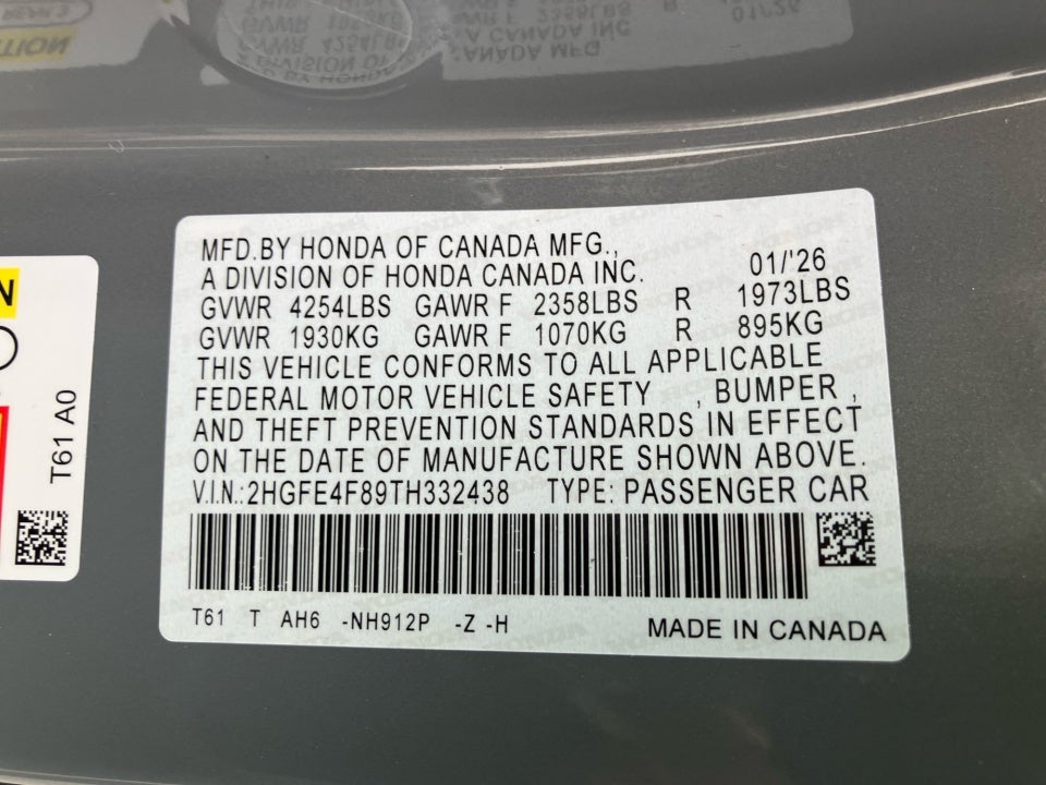 2026 Honda Civic Hybrid Sport