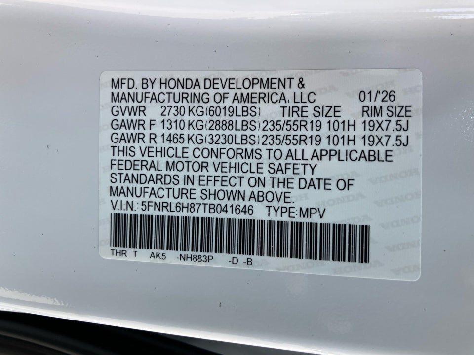 2026 Honda Odyssey Touring