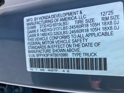 2026 Honda Ridgeline Sport