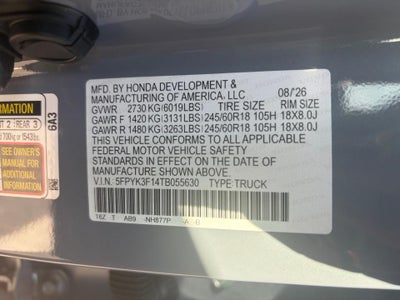 2026 Honda Ridgeline Sport
