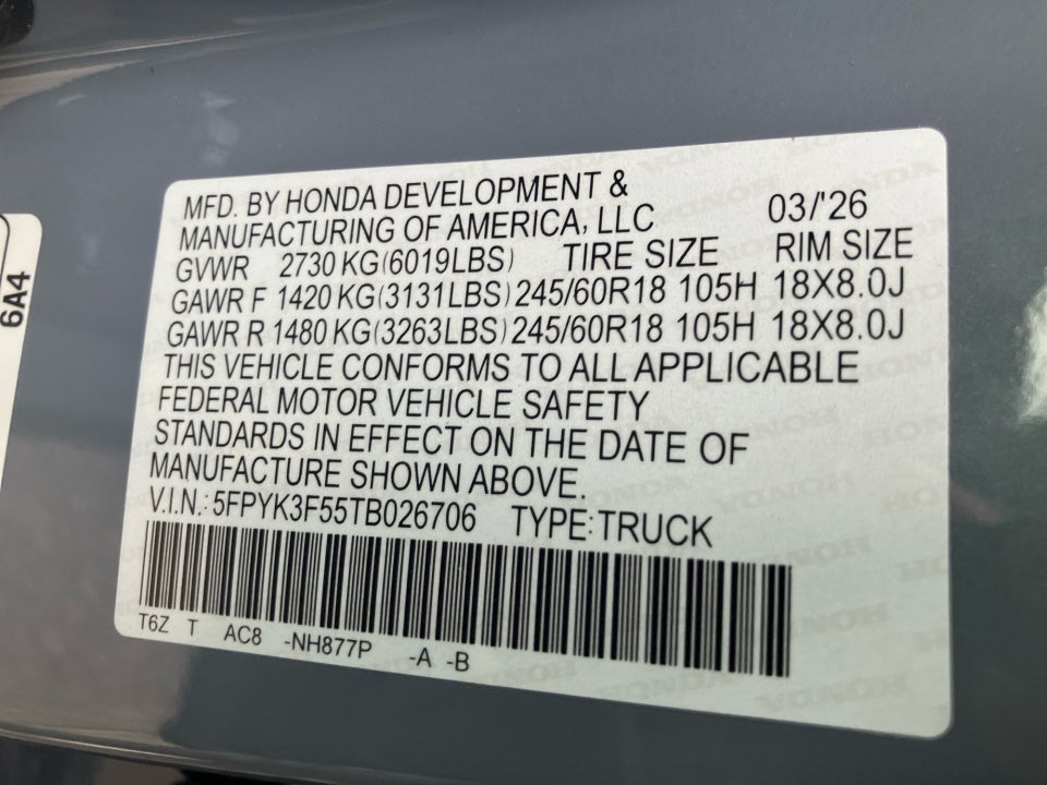 2026 Honda Ridgeline RTL