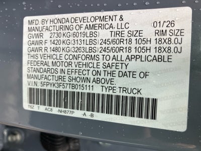 2026 Honda Ridgeline RTL