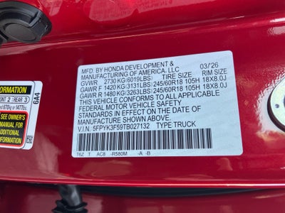 2026 Honda Ridgeline RTL