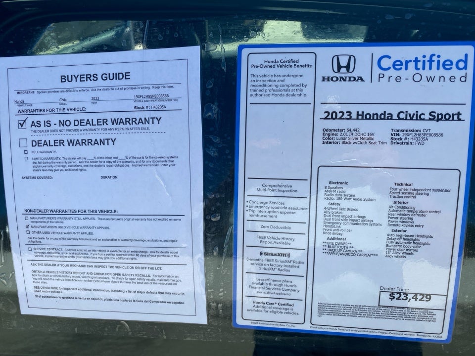 2023 Honda Civic Hatchback Sport