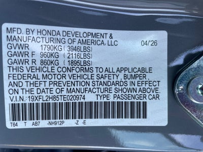 2026 Honda Civic Hatchback Sport