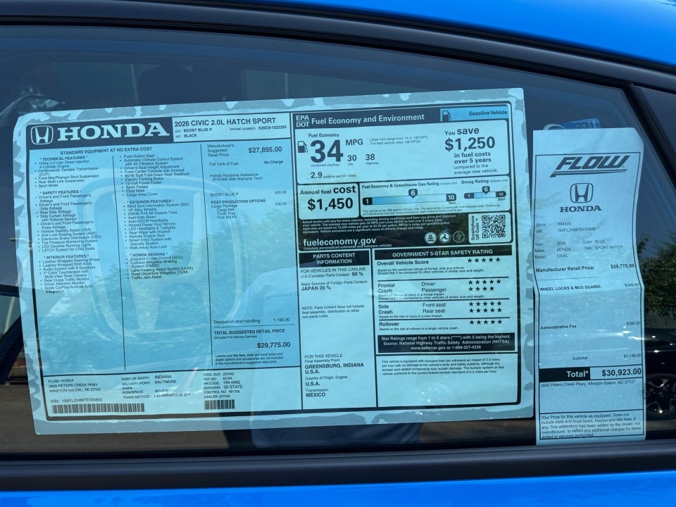 2026 Honda Civic Hatchback Sport