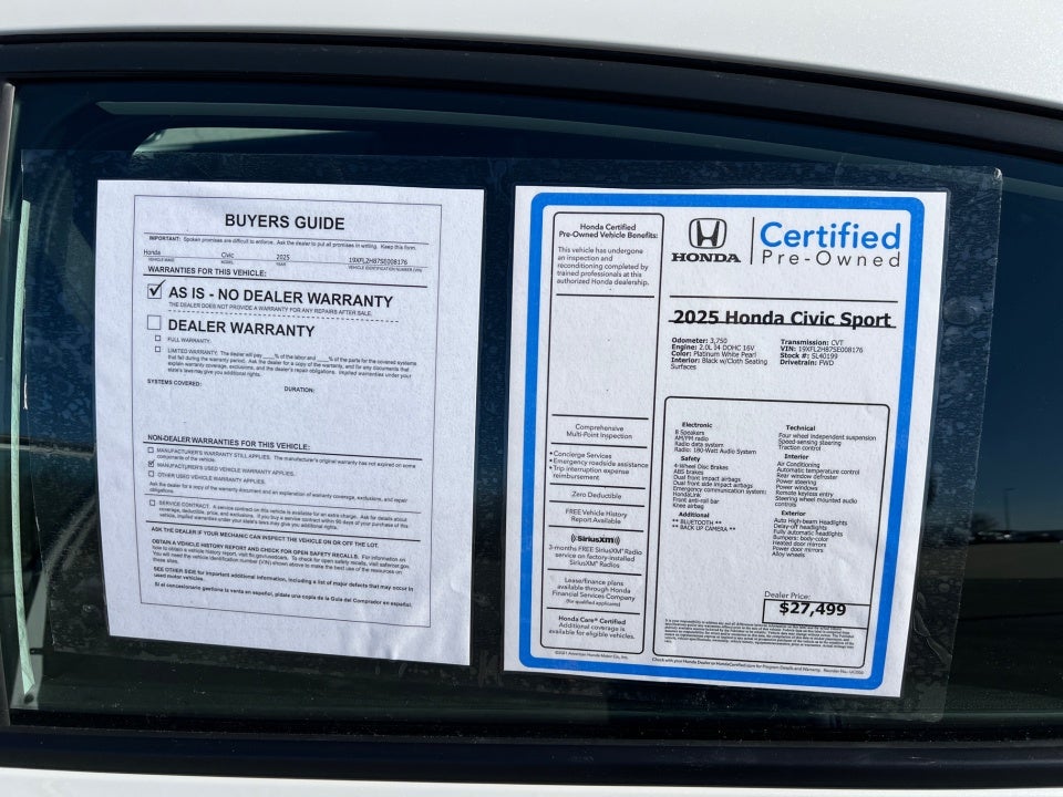 2025 Honda Civic Sedan Sport