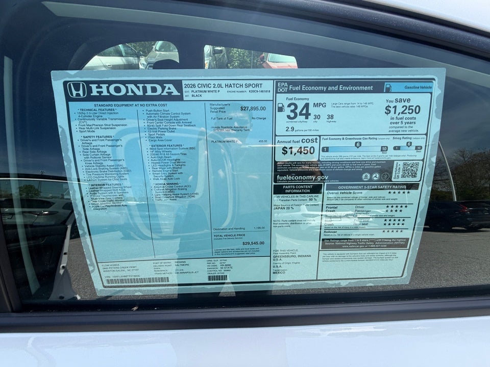 2026 Honda Civic Hatchback Sport