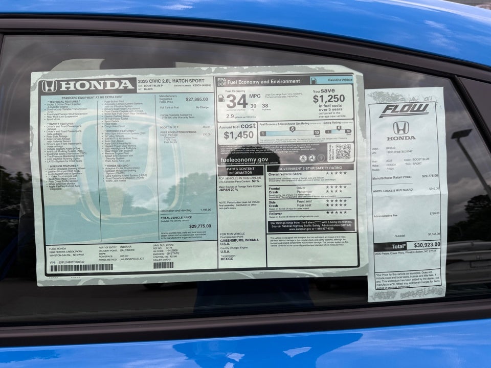 2026 Honda Civic Hatchback Sport