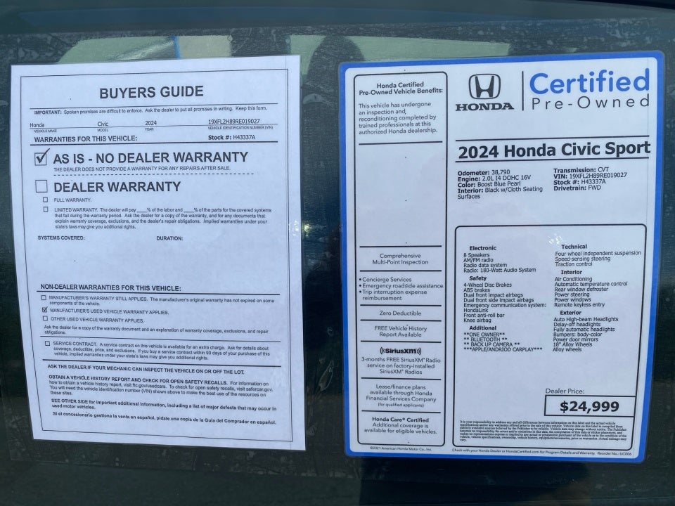 2024 Honda Civic Hatchback Sport