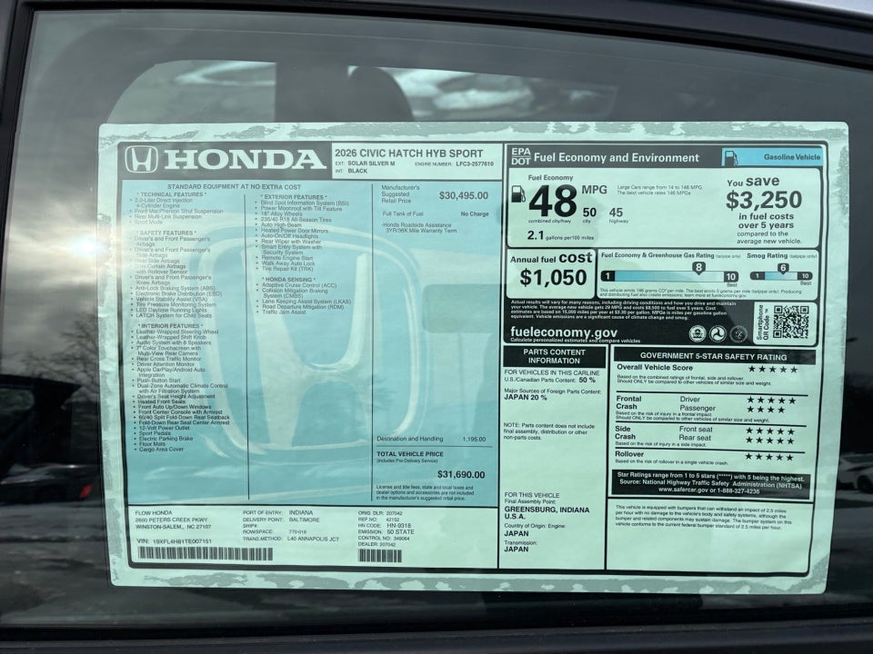 2026 Honda Civic Hybrid Sport