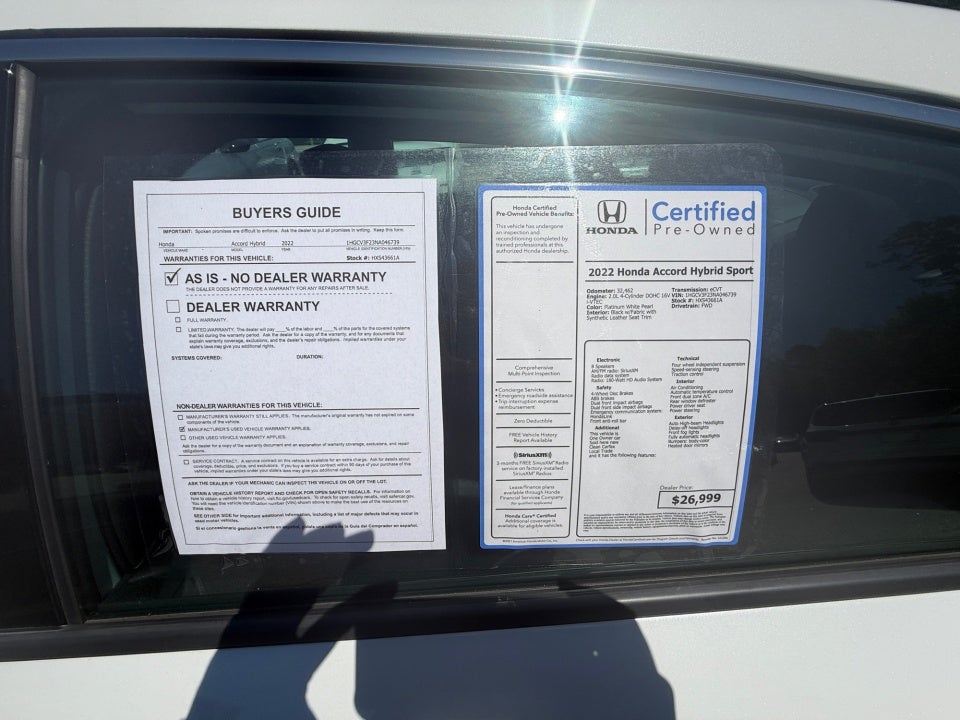 2022 Honda Accord Hybrid Sport