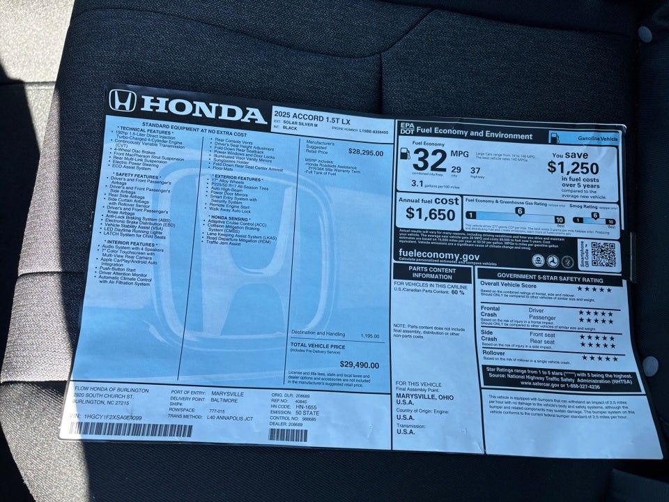 2025 Honda Accord Sedan LX