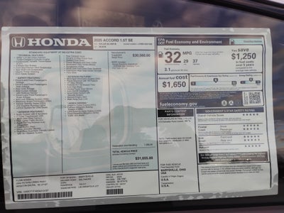 2025 Honda Accord Sedan SE