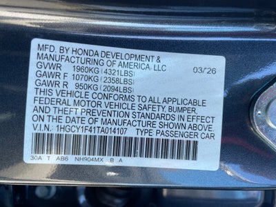 2026 Honda Accord Sedan SE