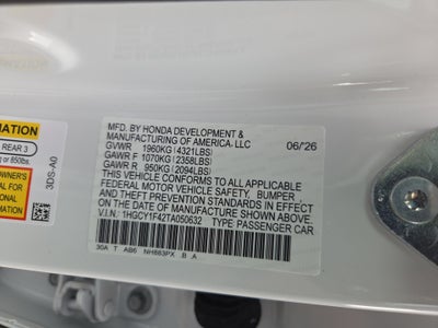 2026 Honda Accord Sedan SE