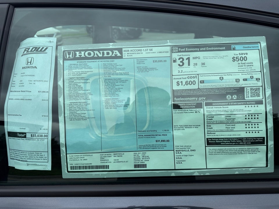 2026 Honda Accord Sedan SE