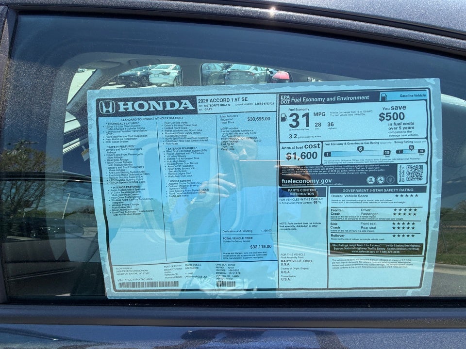 2026 Honda Accord Sedan SE