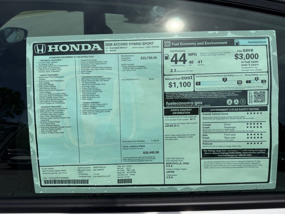 2026 Honda Accord Hybrid Sport