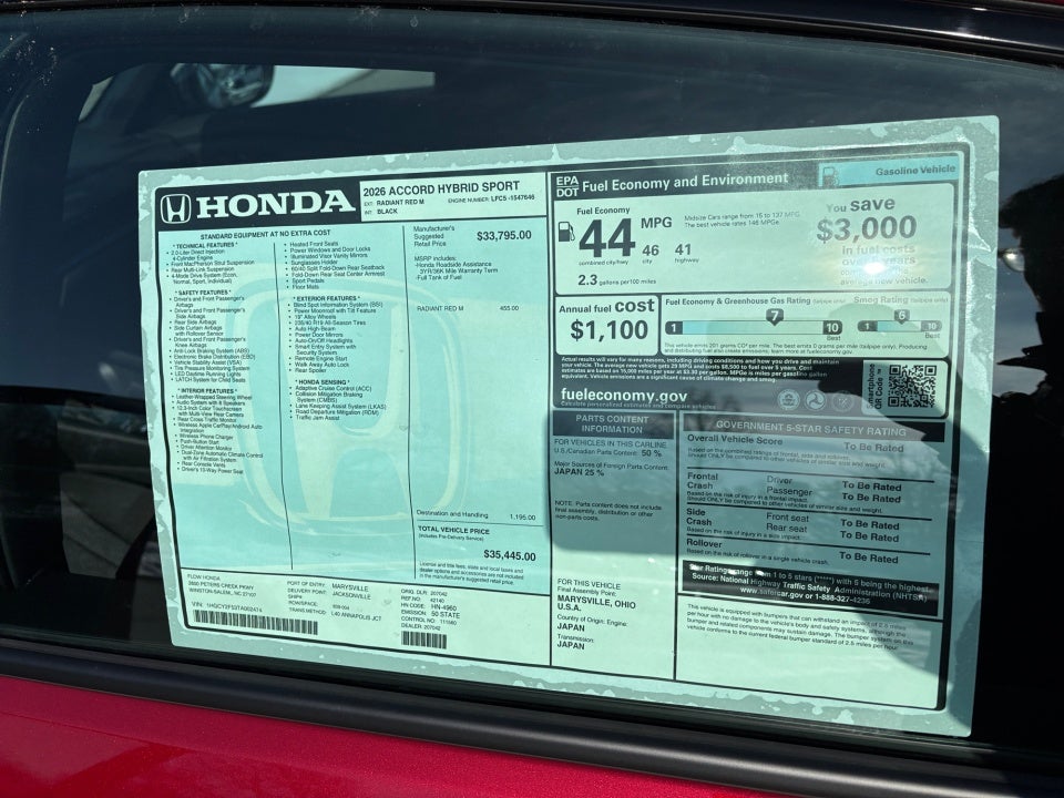 2026 Honda Accord Hybrid Sport