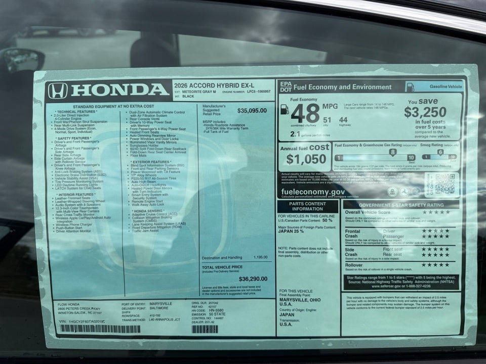 2026 Honda Accord Hybrid EX-L