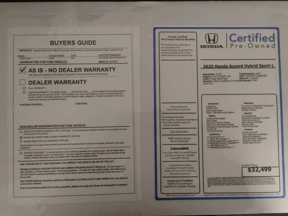 2025 Honda Accord Hybrid Sport-L