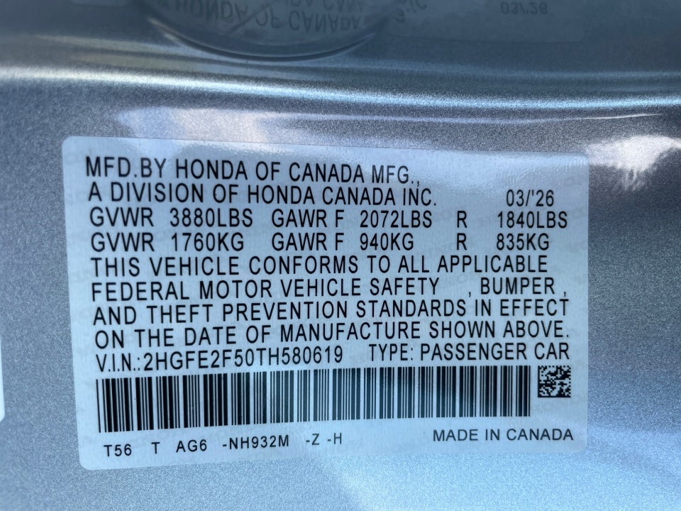 2026 Honda Civic Sedan Sport