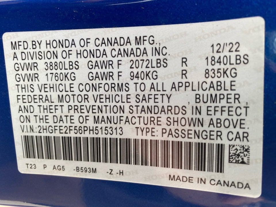2023 Honda Civic Sedan Sport