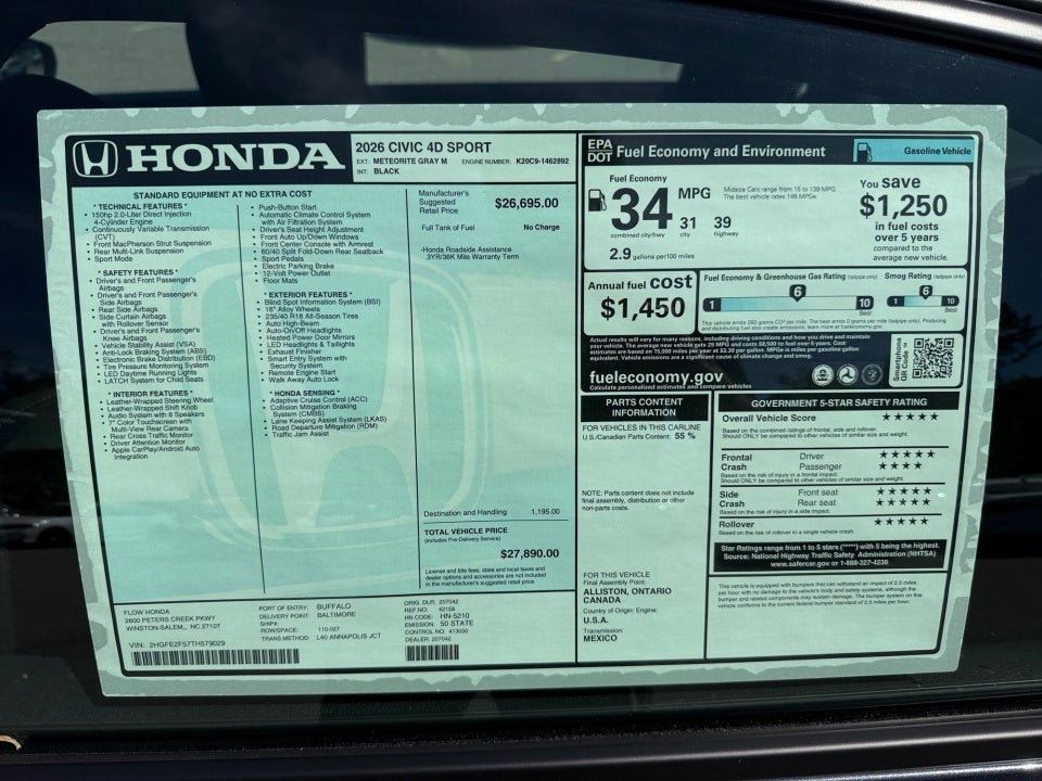 2026 Honda Civic Sedan Sport