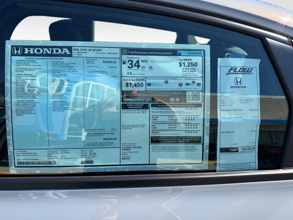 2026 Honda Civic Sedan Sport