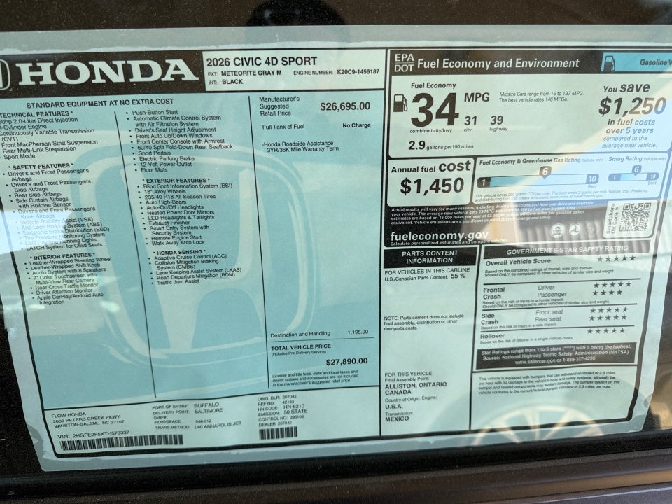 2026 Honda Civic Sedan Sport