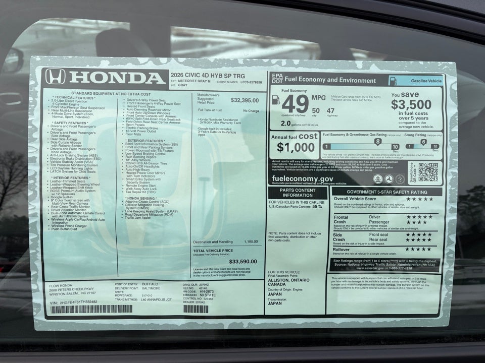 2026 Honda Civic Hybrid Sport