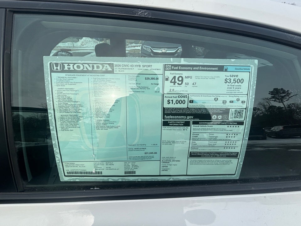 2026 Honda Civic Hybrid Sport