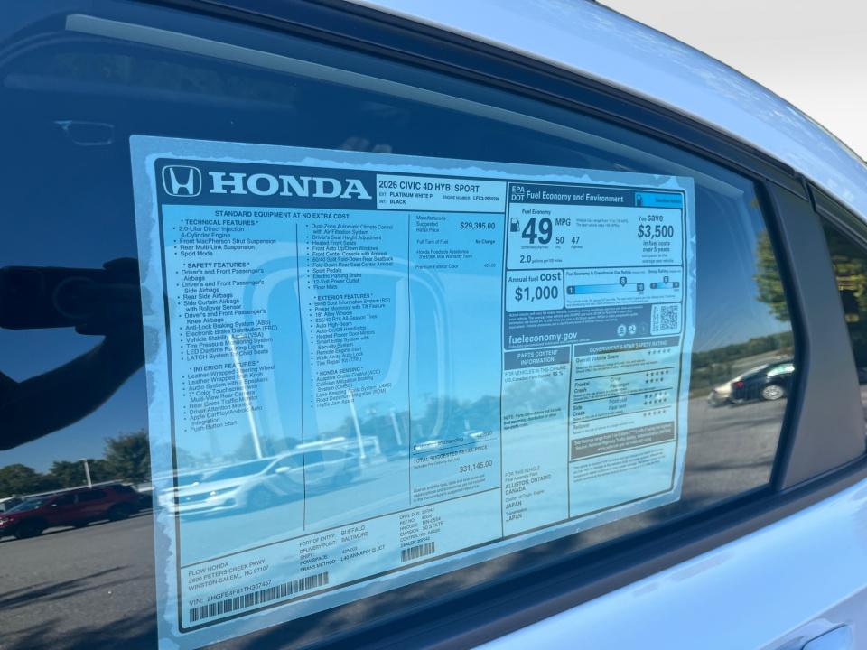 2026 Honda Civic Hybrid Sport