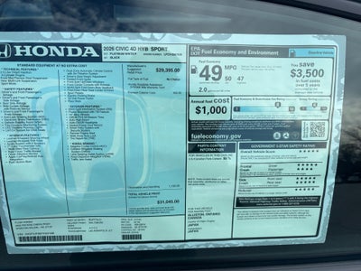 2026 Honda Civic Hybrid Sport