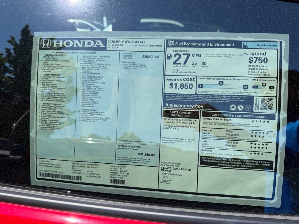 2026 Honda HR-V AWD Sport