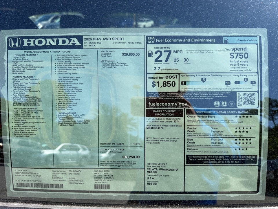 2026 Honda HR-V AWD Sport