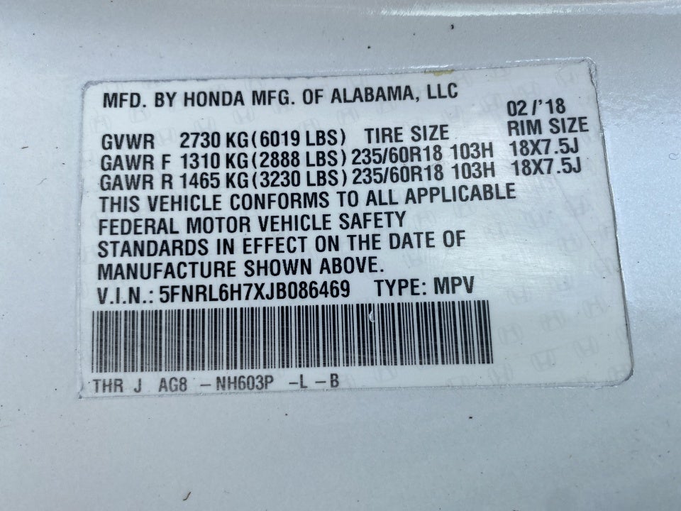 2018 Honda Odyssey EX-L