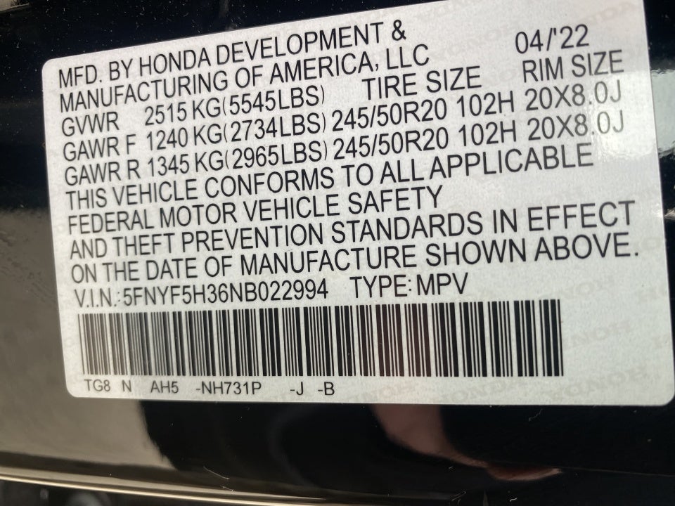 2022 Honda Pilot 2WD Sport