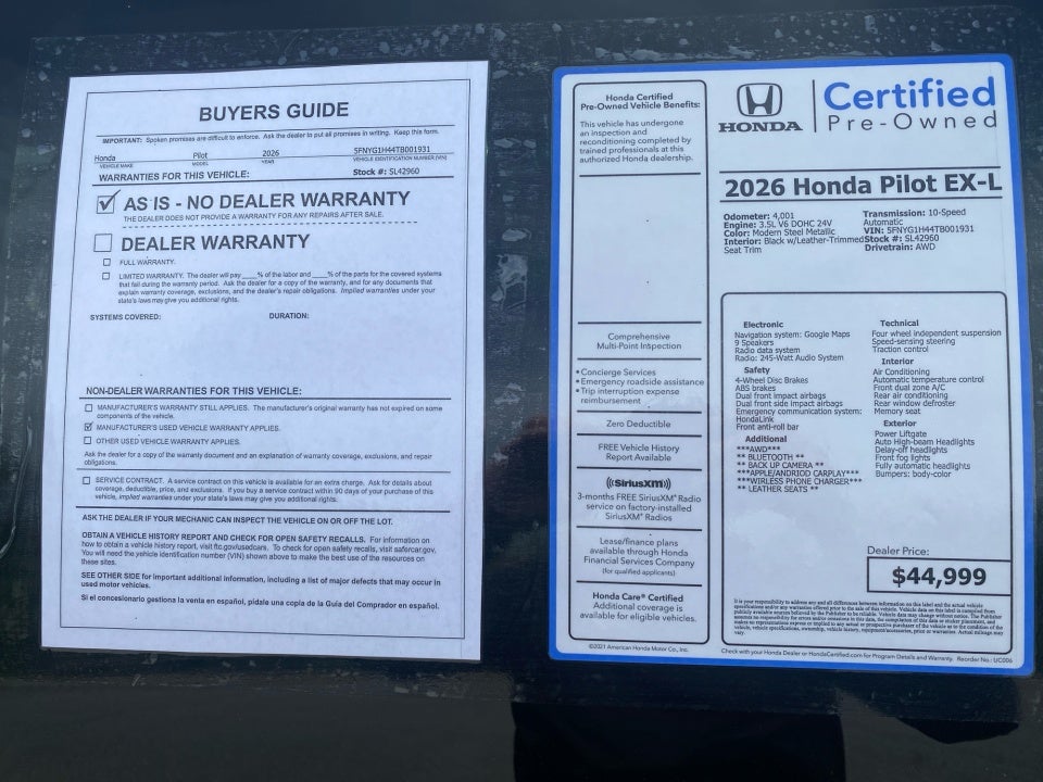 2026 Honda Pilot EX-L