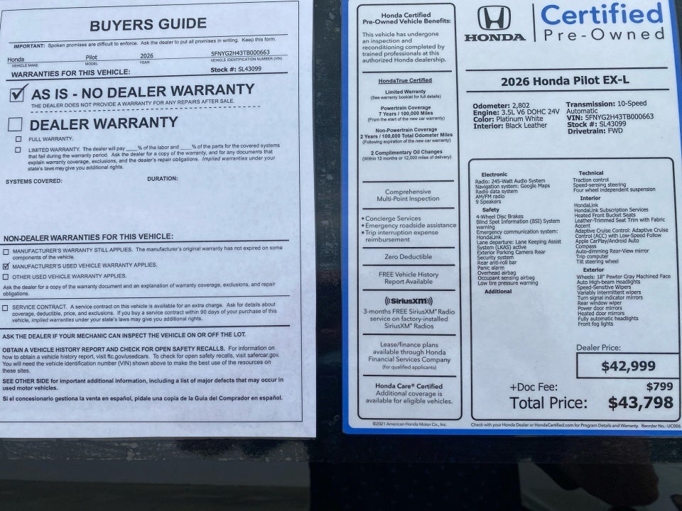 2026 Honda Pilot EX-L
